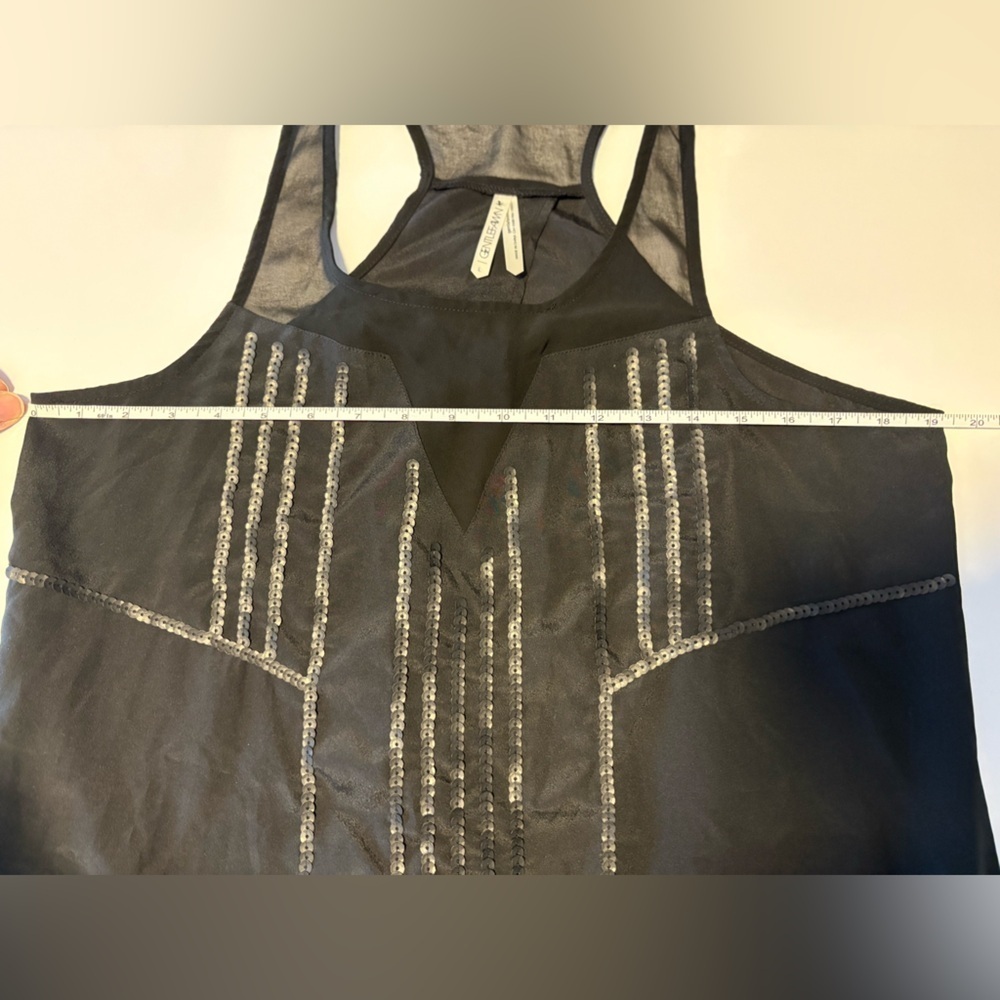 Gentle Fawn Black Sheer Sequin Racerback Tank Top | Size Large - Picture 9 of 10